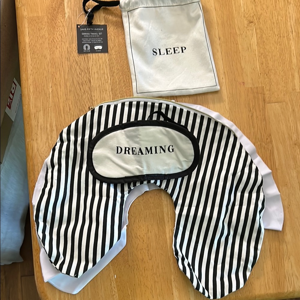 Saks Fifth Avenue Black and White Striped Sleepwear Set